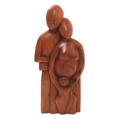 Happy Family Original Wood Sculpture from Indonesia