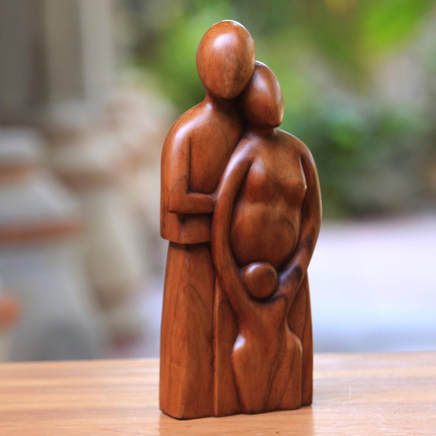 Happy Family Original Wood Sculpture from Indonesia