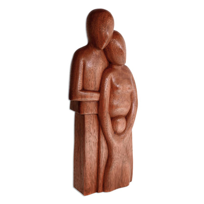 Happy Family Original Wood Sculpture from Indonesia