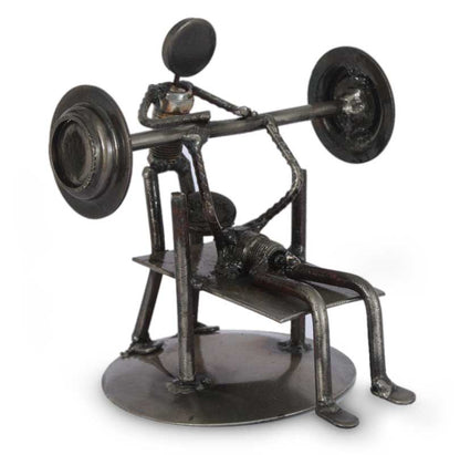 Rustic Weightlifter Iron Sculpture