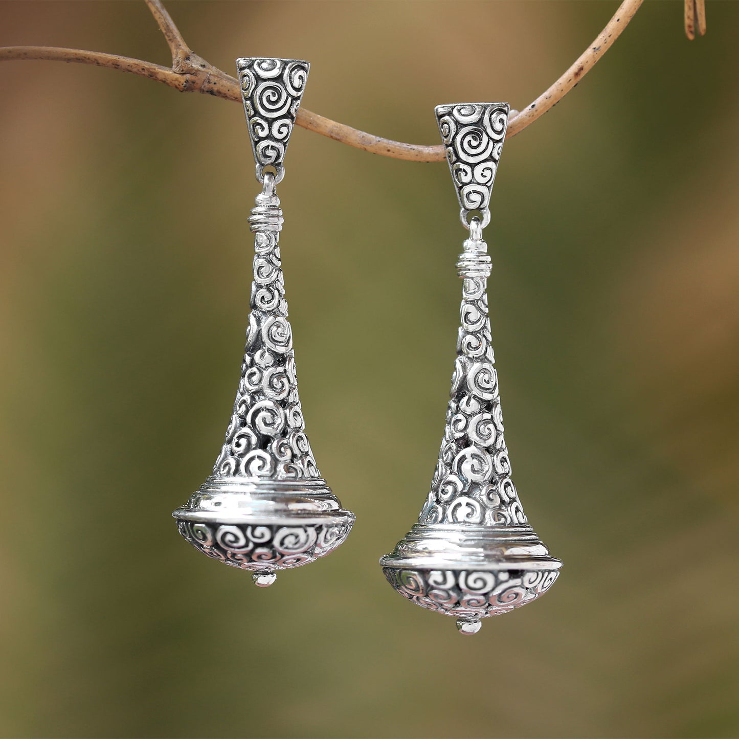 Temple Bells Sterling Silver Dangle Earrings