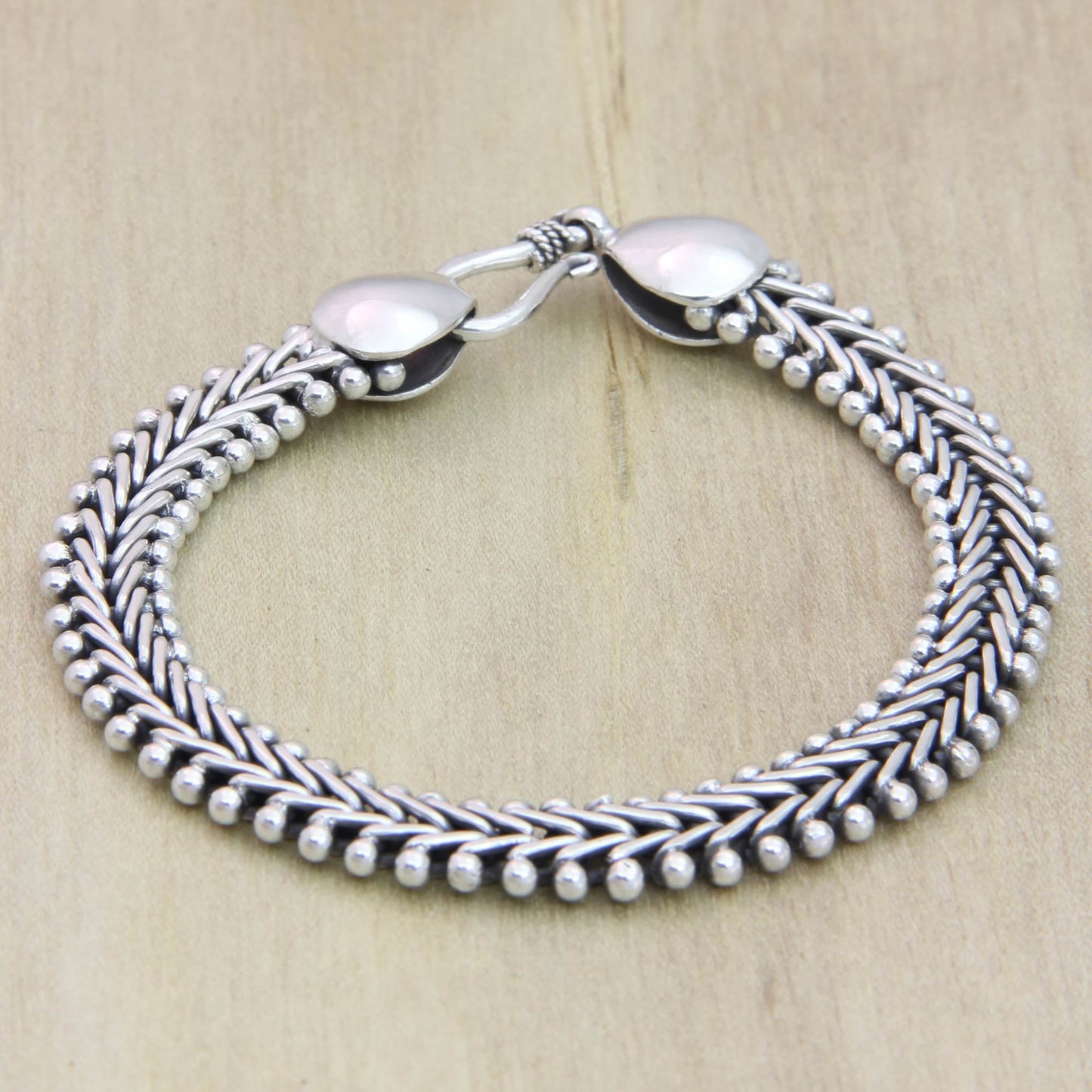 NOVICA - Silver Herringbone Chain Bracelet