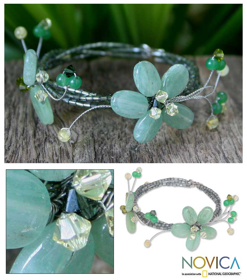 Butterfly Bloom Multi-Gem Quartzite Cuff Bracelet