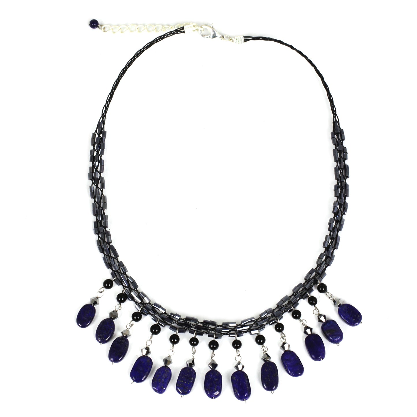 Raindrops Lapis Lazuli Beaded Necklace