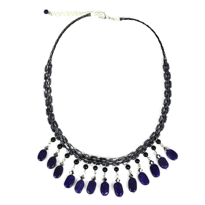 Raindrops Lapis Lazuli Beaded Necklace