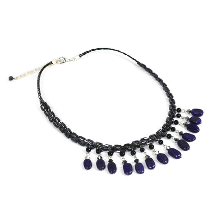 Raindrops Lapis Lazuli Beaded Necklace