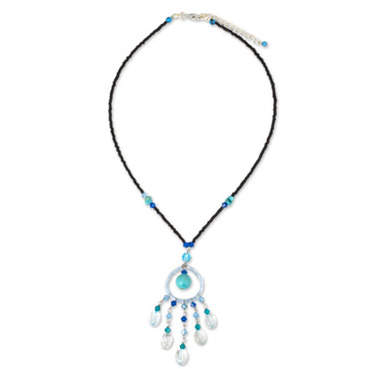 Azure Dreamcatcher Beaded Pendant Necklace from Thailand