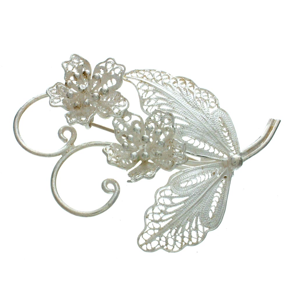 Azalea Bouquet Sterling Silver Brooch Pin