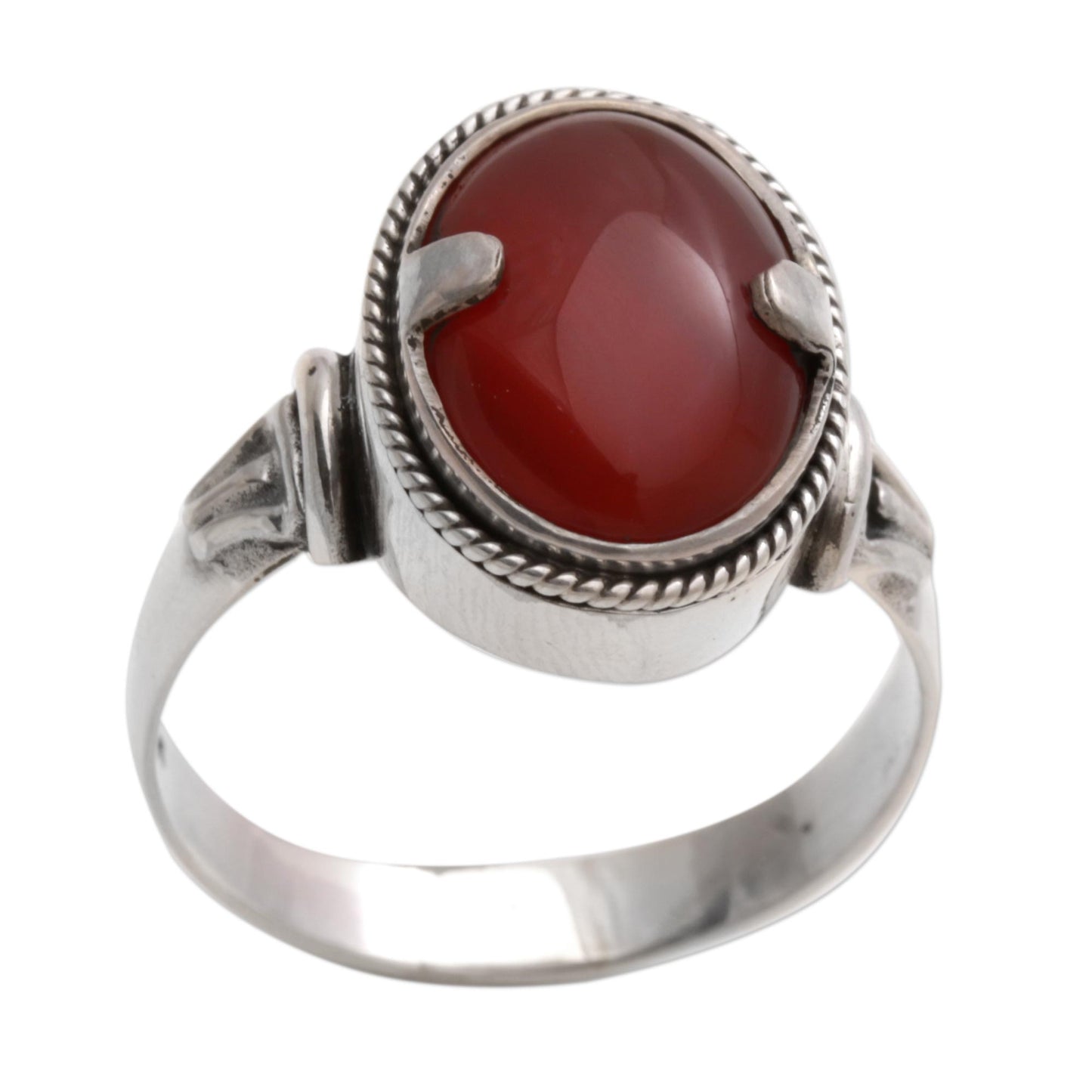 Dragon Eye Unique Sterling Silver and Carnelian Ring