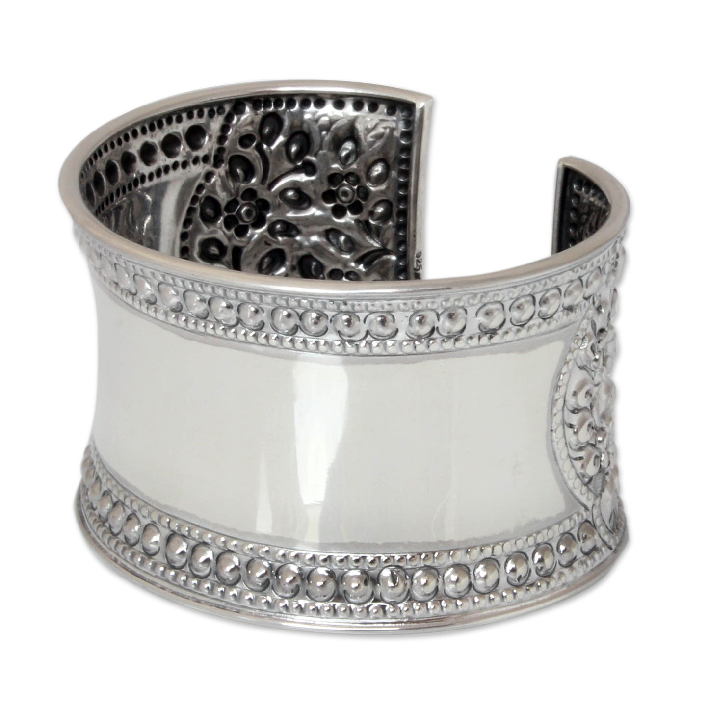 Jasmine Lake Unique Floral Sterling Silver Cuff Bracelet