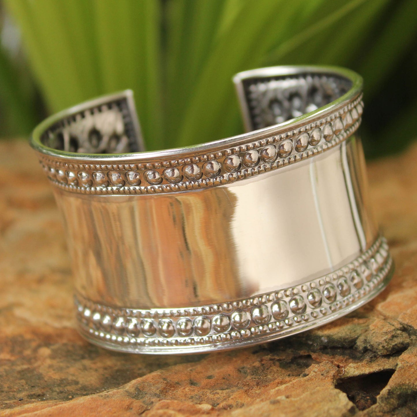 Jasmine Lake Unique Floral Sterling Silver Cuff Bracelet