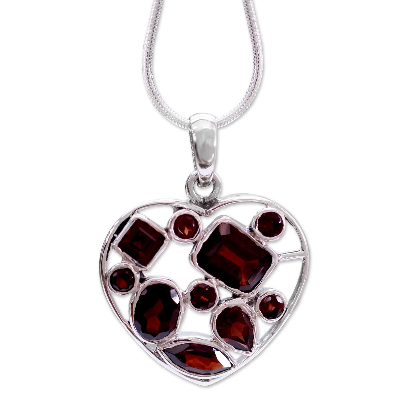 My Love Garnet Heart Shaped Necklace