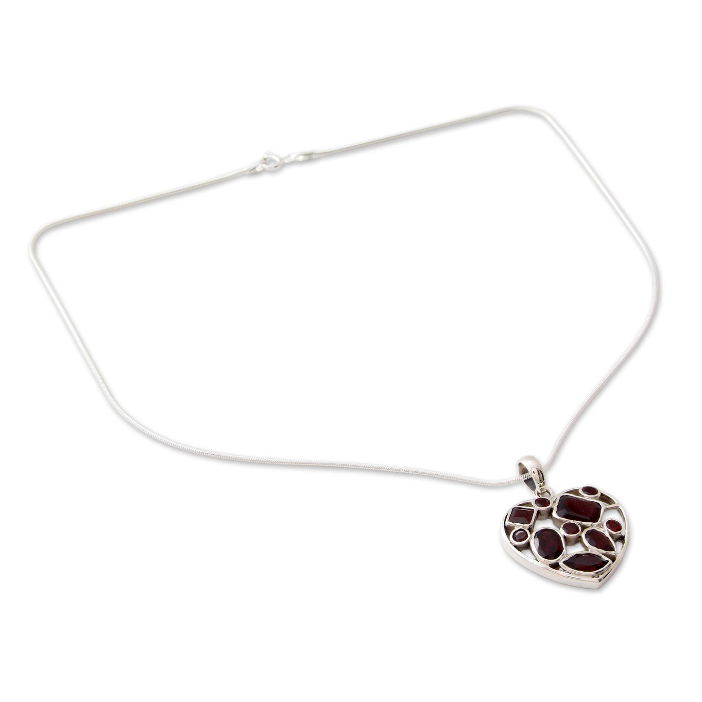 My Love Garnet Heart Shaped Necklace