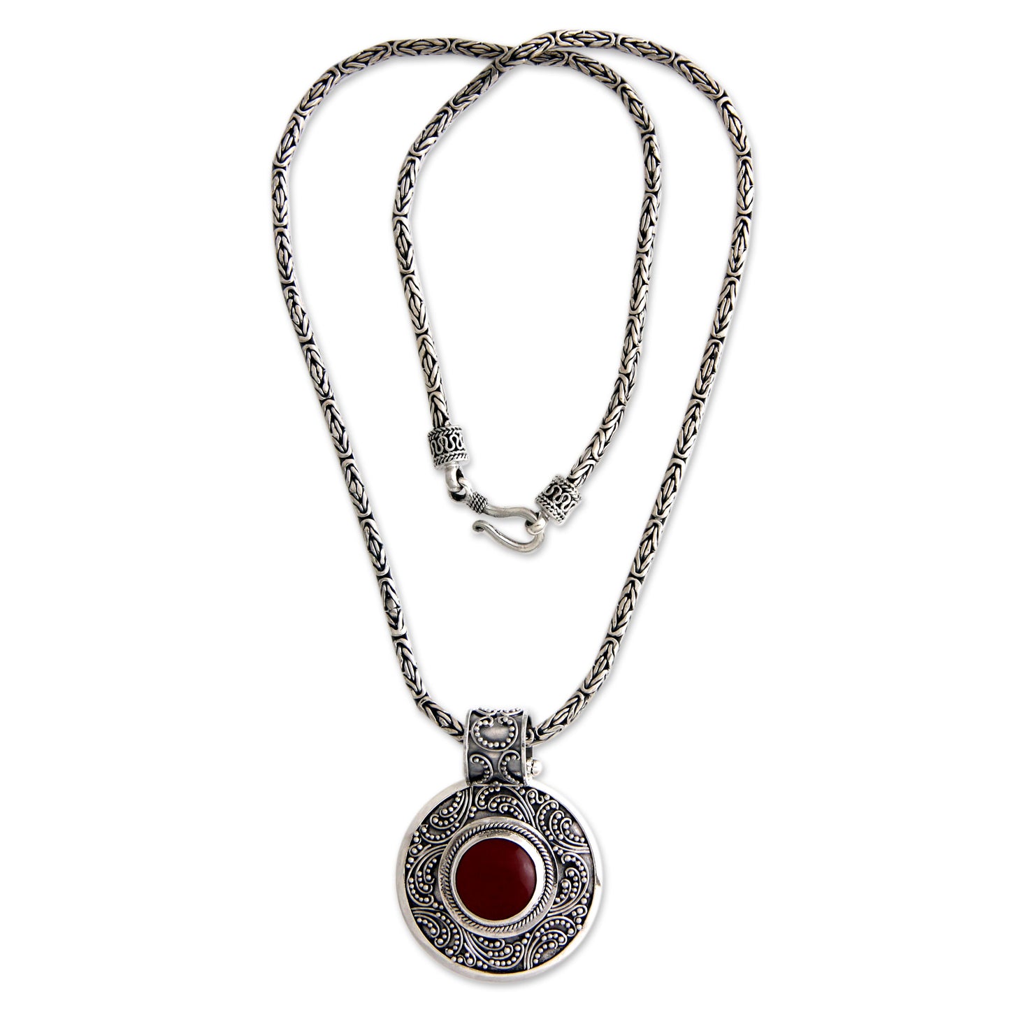 Luxury Sterling Silver and Carnelian Necklace from Indonesia