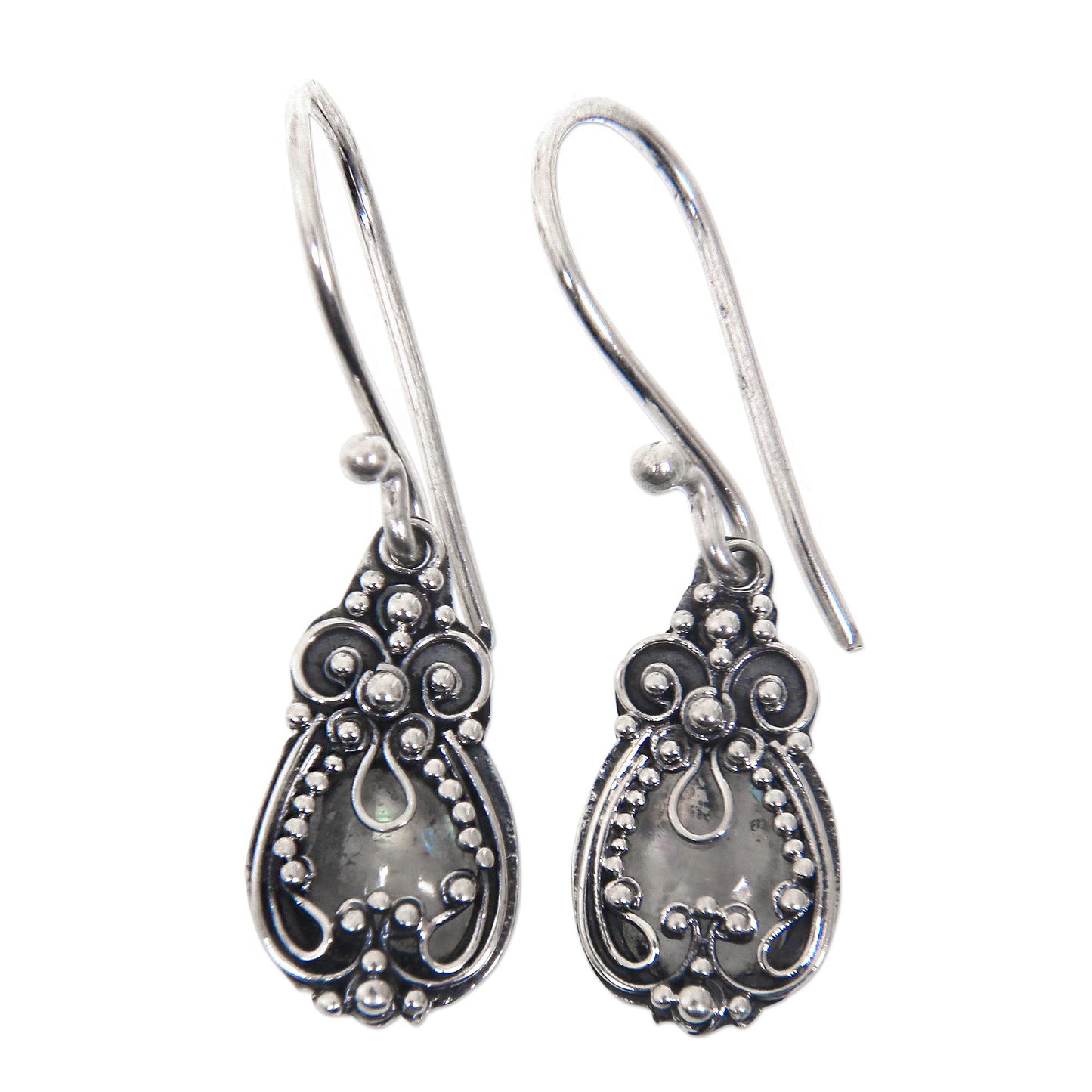 Moon Flowers Sterling Silver and Moonstone Dangle Earrings