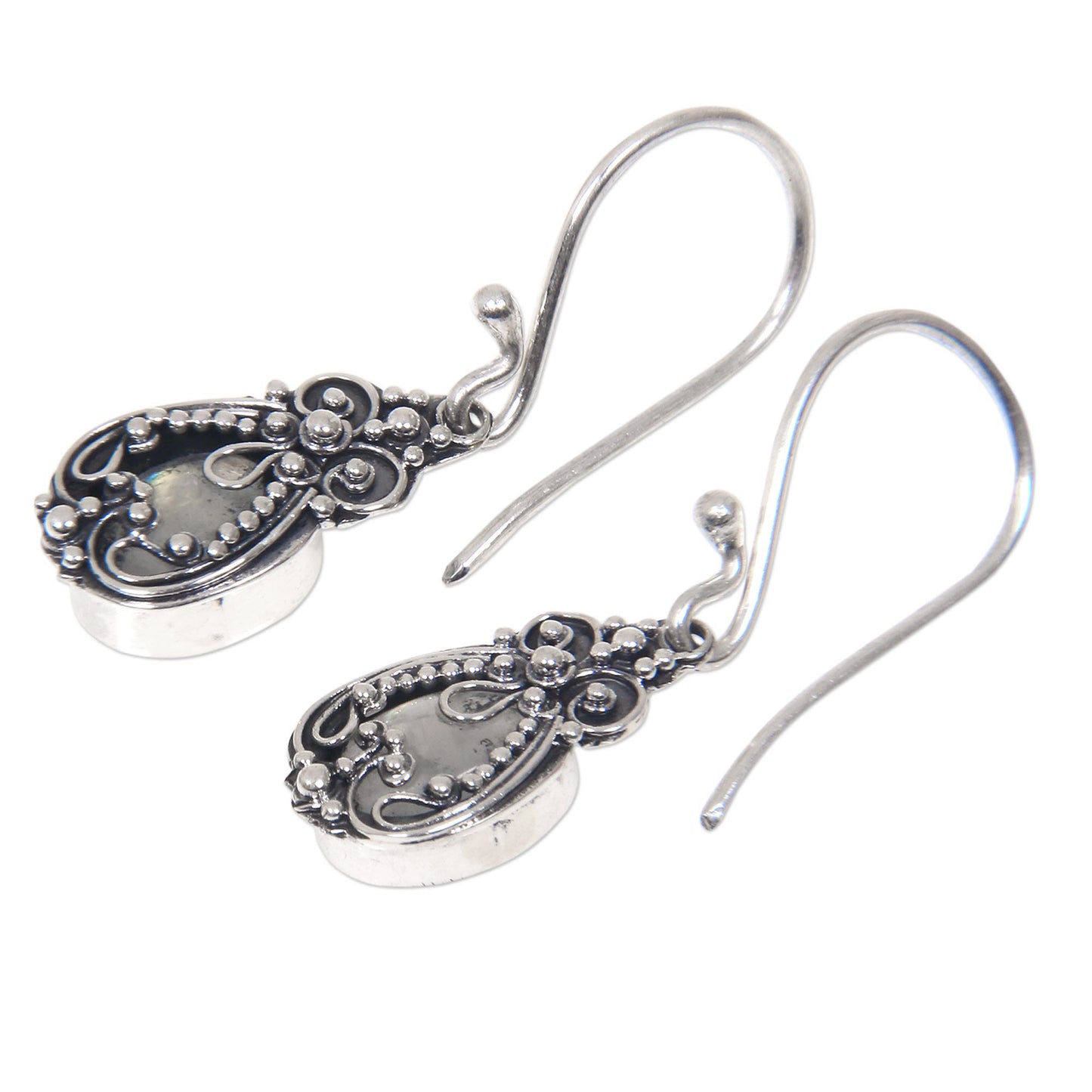 Moon Flowers Sterling Silver and Moonstone Dangle Earrings