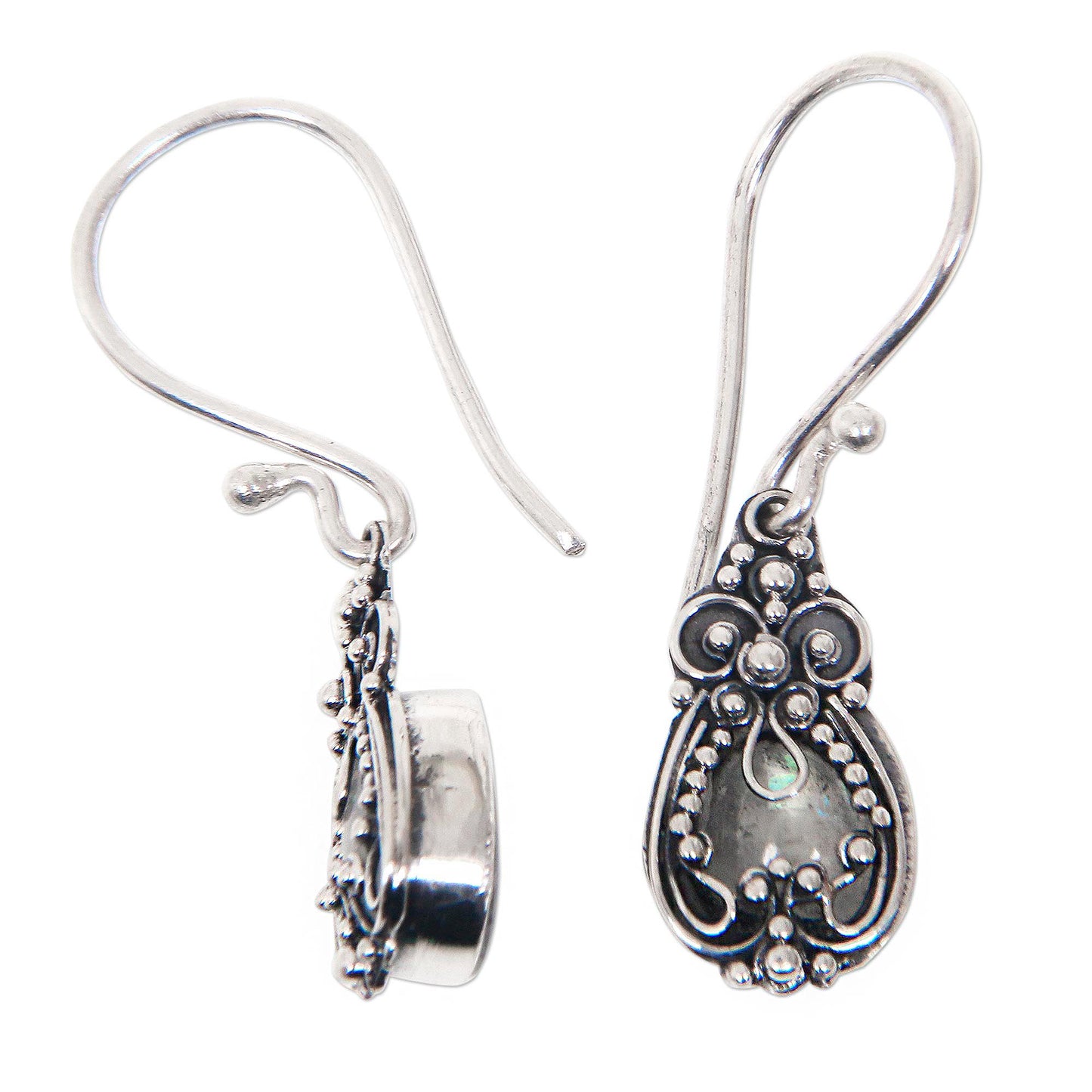 Moon Flowers Sterling Silver and Moonstone Dangle Earrings