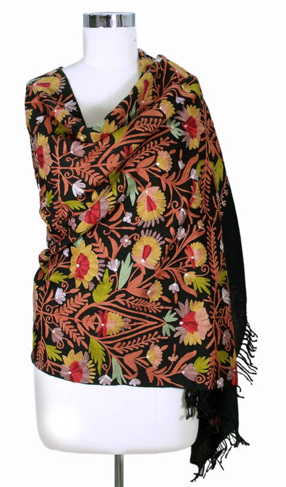 Wild Garden Multicolor Floral Embroidered Shawl
