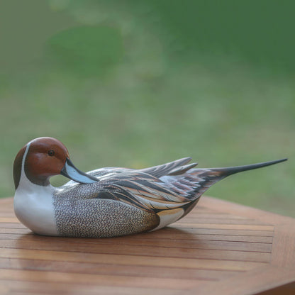 Posing Pintail Duck Indonesian Wood Bird Sculpture