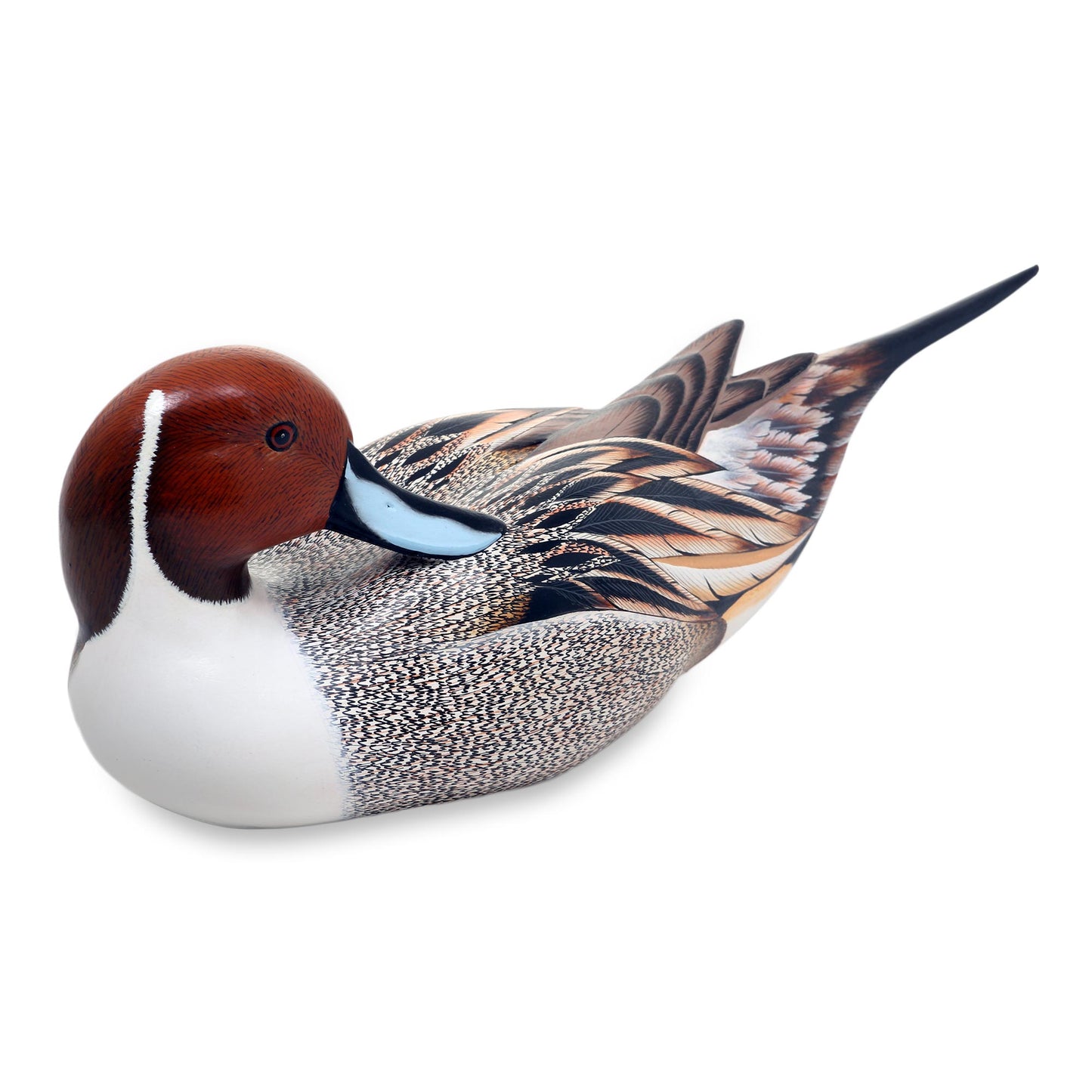 Posing Pintail Duck Indonesian Wood Bird Sculpture