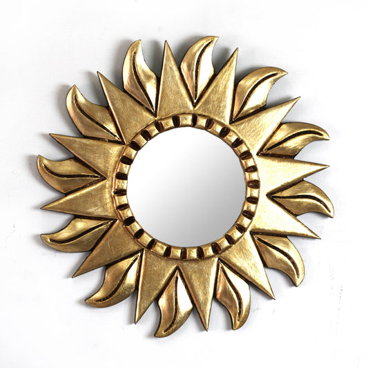 Sunflower Hand Made Gilded Wood Metallic Mirror