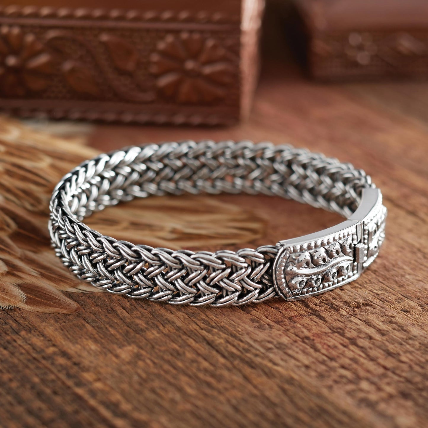 Unity Silver Braided Wristband Bracelet