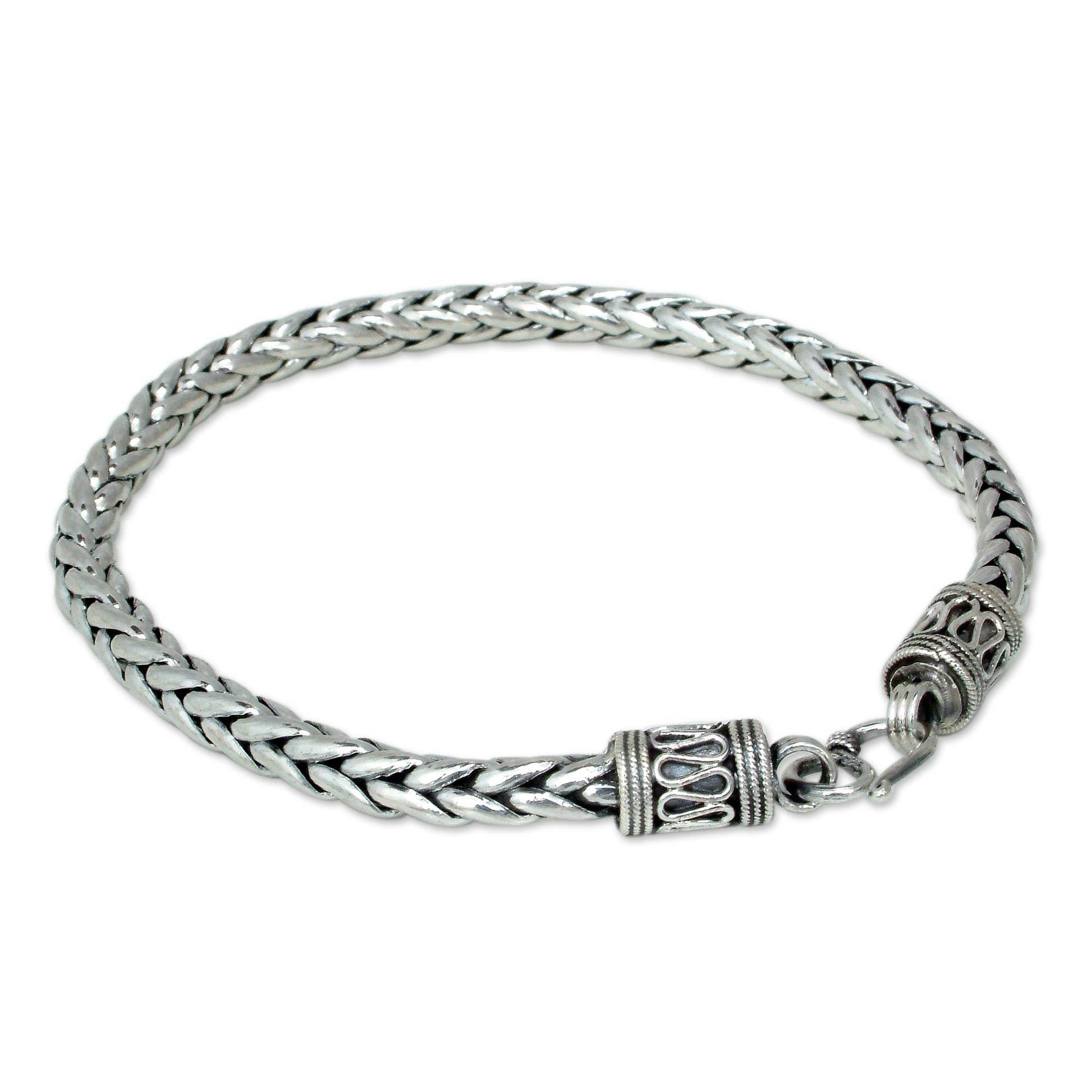 NOVICA - Silver Men's Handmade Chain Bracelet