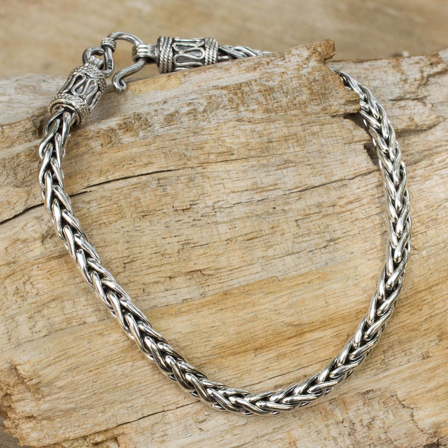 NOVICA - Silver Men's Handmade Chain Bracelet