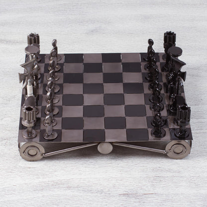 Recycling Challenge Decorative Metal Tabletop Chess Set