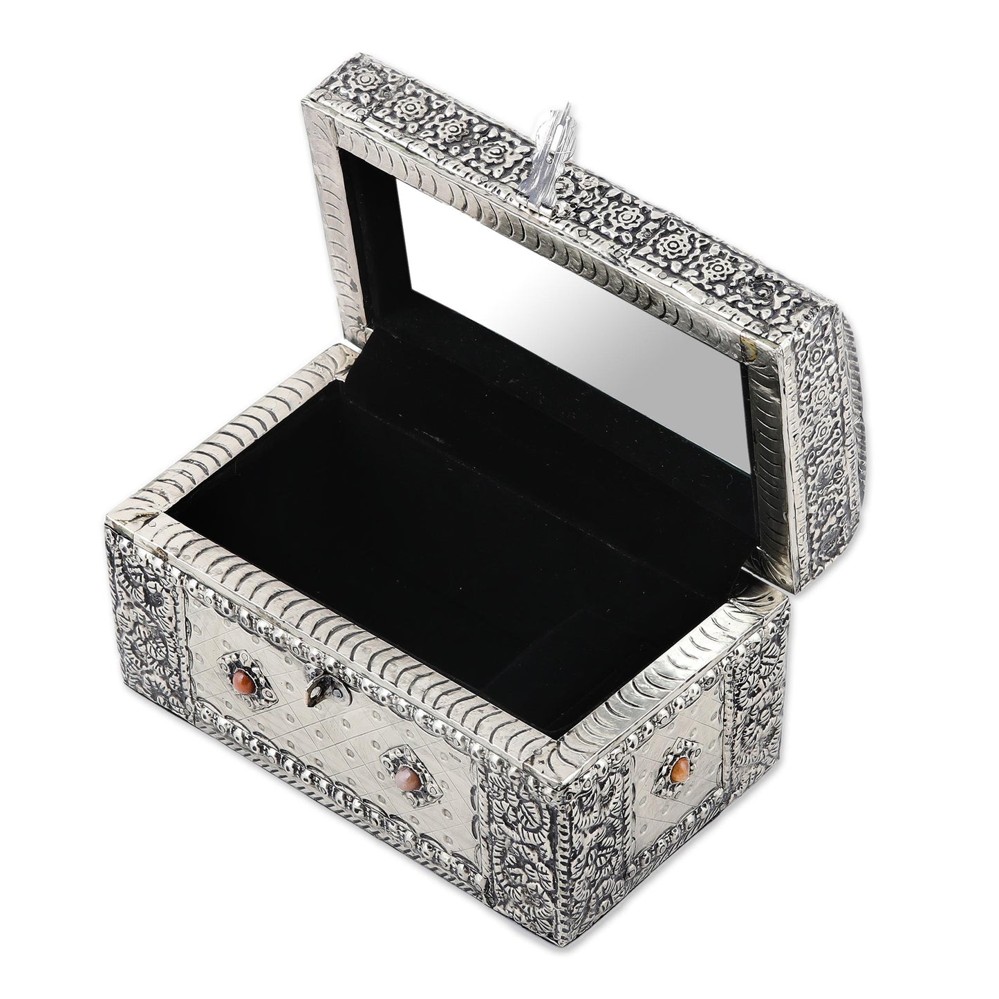 Royal Collection Handcrafted Repousse Brass Jewelry Box from India