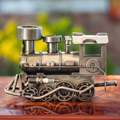 Rustic Locomotive Unique Recycled Metal Rustic Train Sculpture (11 Inch)