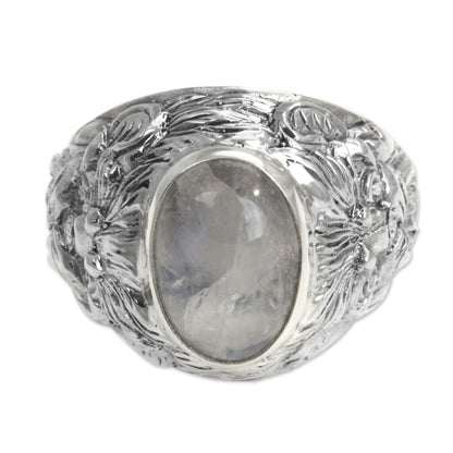 Lion Charisma Moonstone Men's Sterling Silver Ring