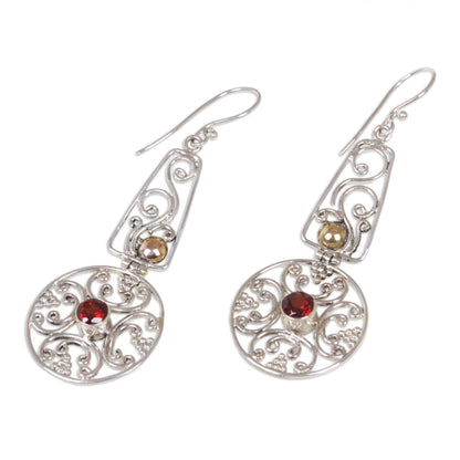 Rapture Gold accent garnet dangle earrings