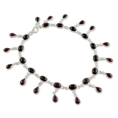 Scarlet Teardrop Garnet Anklet