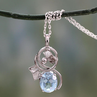 Blue Lucidity Sterling Silver and Blue Topaz Necklace from India