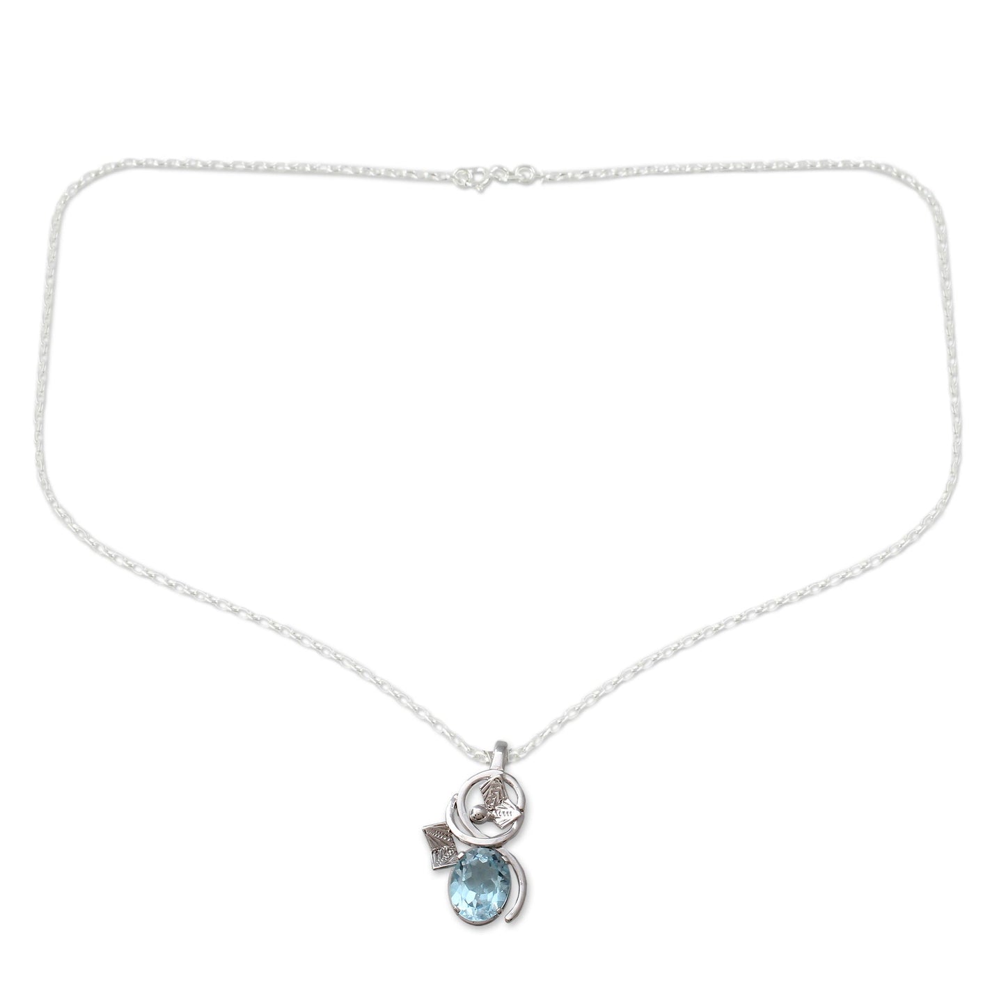 Blue Lucidity Sterling Silver and Blue Topaz Necklace from India