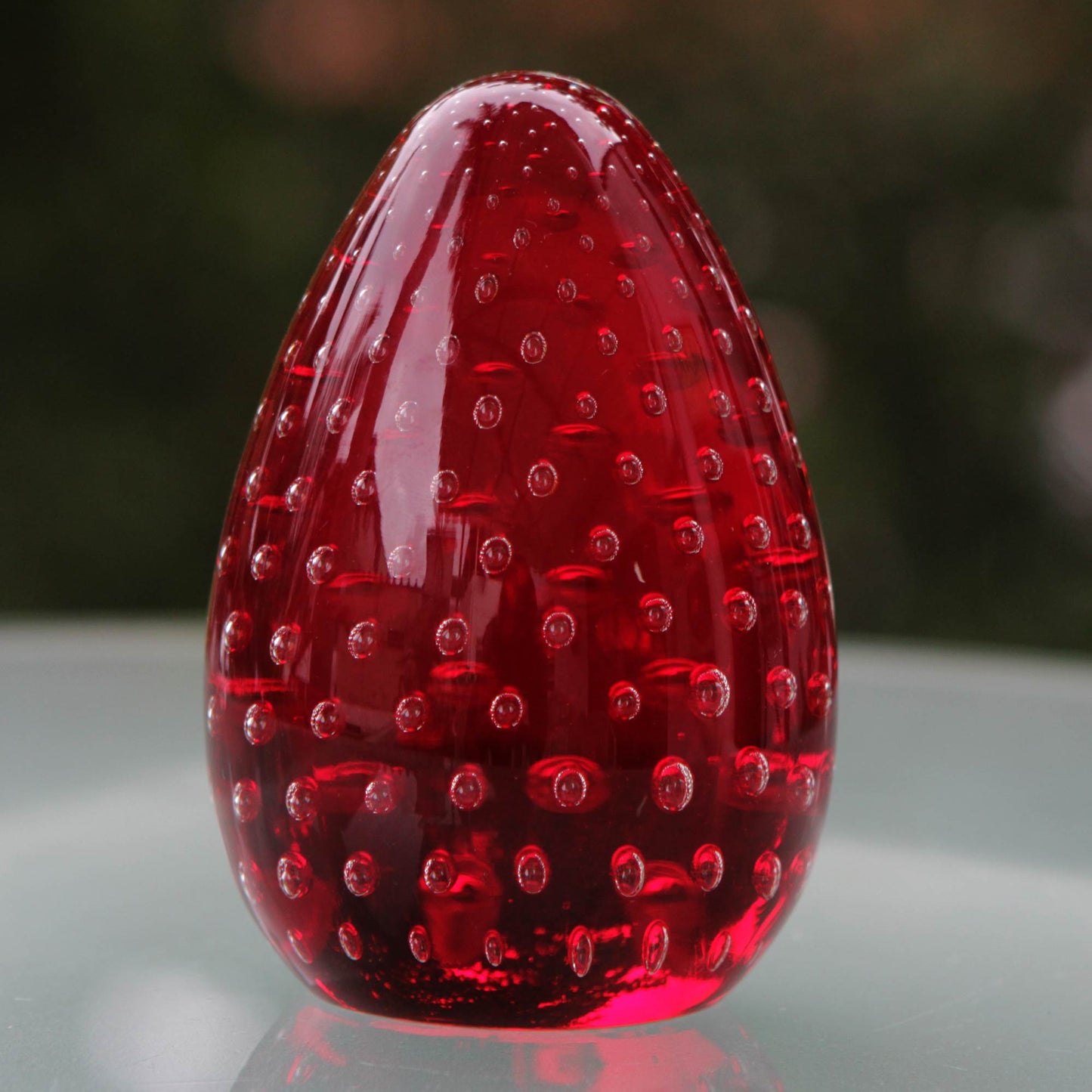 Vermilion Egg Handblown Murano Inspired Glass Sculpture