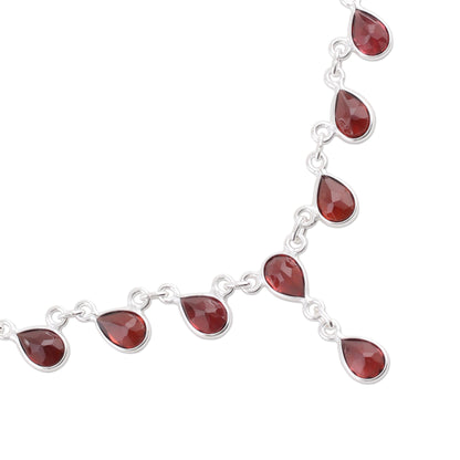 Scarlet Droplets Waterfall Necklace