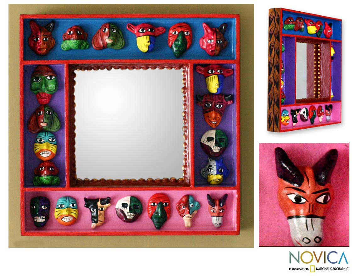 Party Of Masks Wall Mounted Mirror