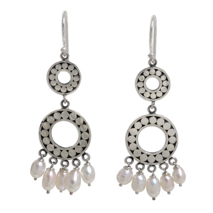 Eclipse in White Sterling Silver Pearl Chandelier Earrings