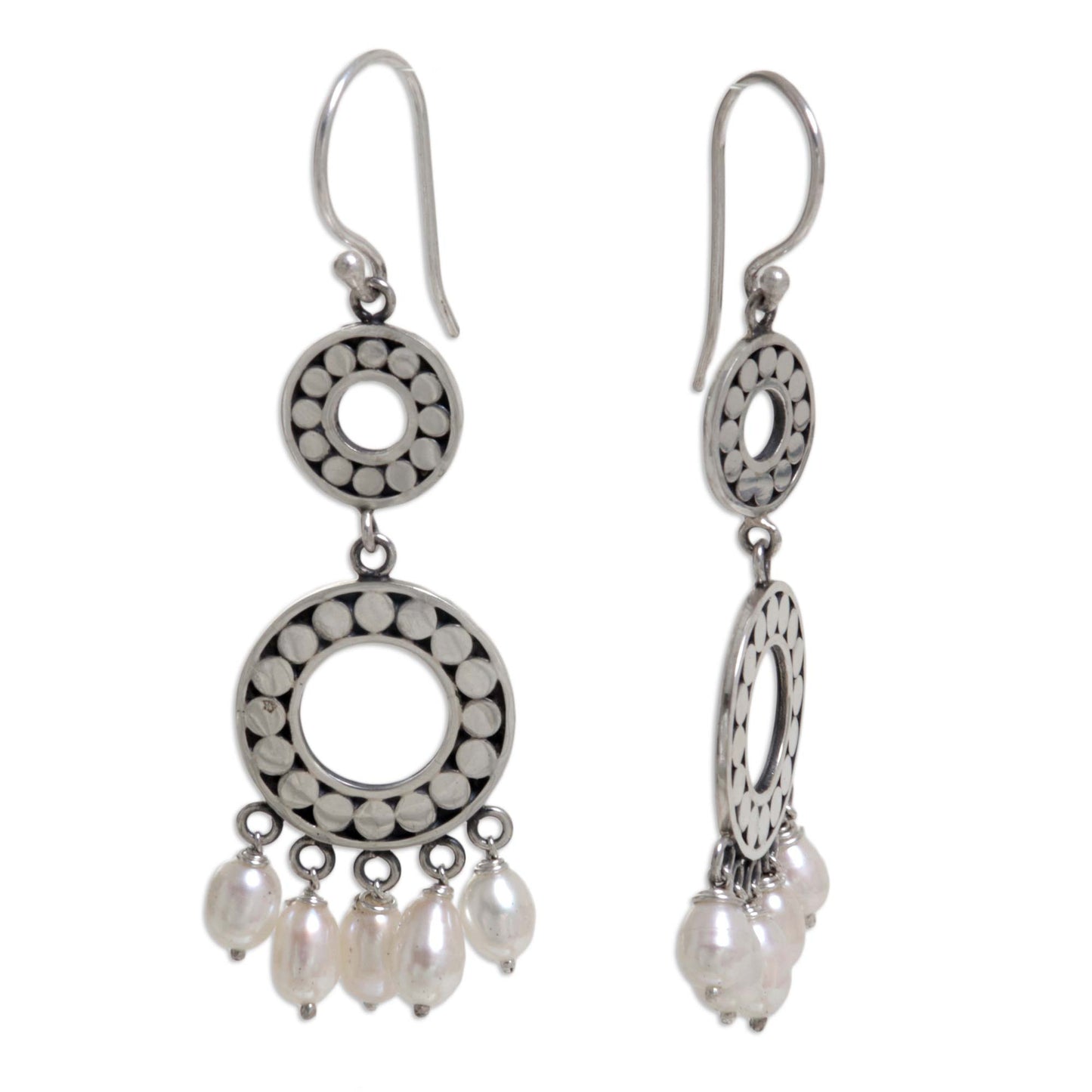 Eclipse in White Sterling Silver Pearl Chandelier Earrings