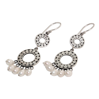 Eclipse in White Sterling Silver Pearl Chandelier Earrings