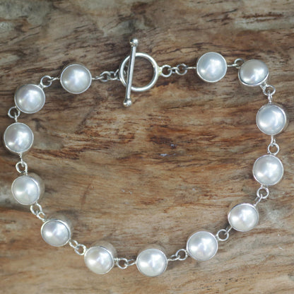 Sterling Contrasts Freshwater Pearl Bridal Bracelet