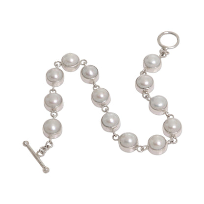 Sterling Contrasts Freshwater Pearl Bridal Bracelet