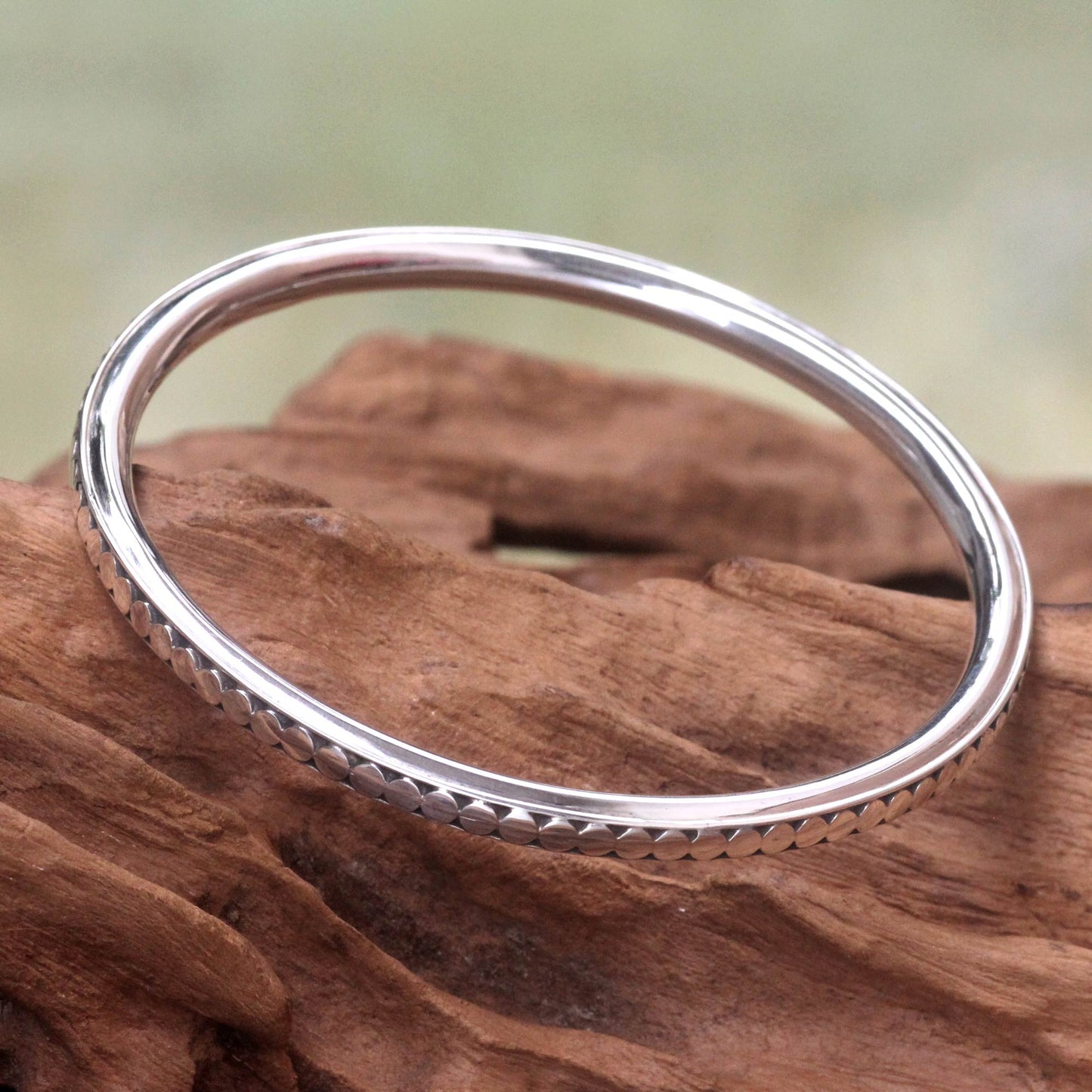 Moon Silver Sterling Silver Bangle Bracelet