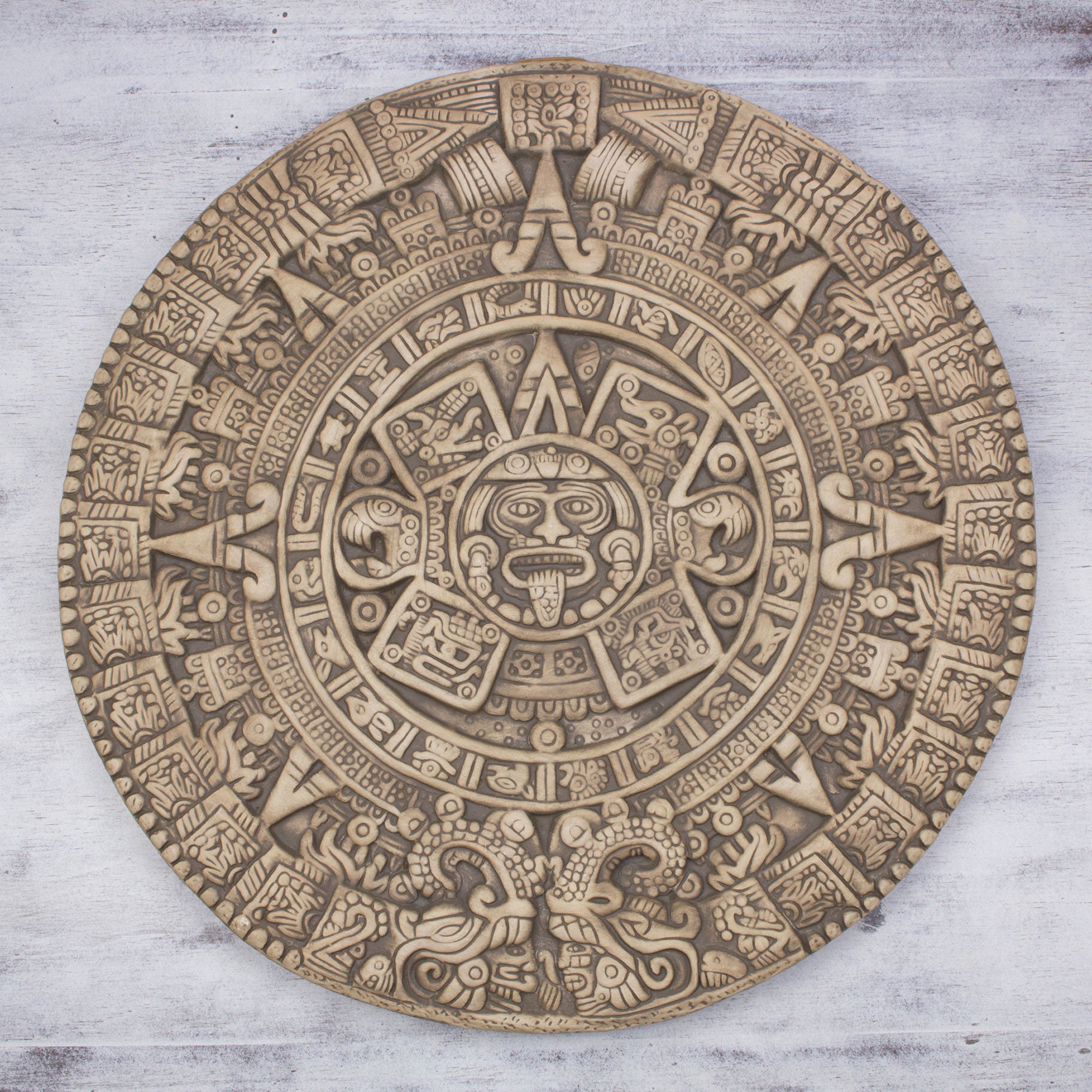 NOVICA Aztec Sunstone Mexico Collectible Archaeological Ceramic