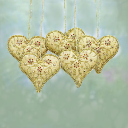 Floral Heart Polyster Holiday Ornaments