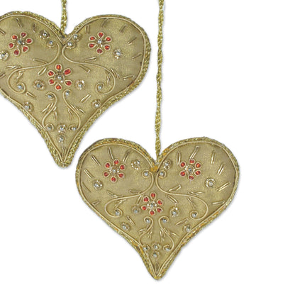 Floral Heart Polyster Holiday Ornaments