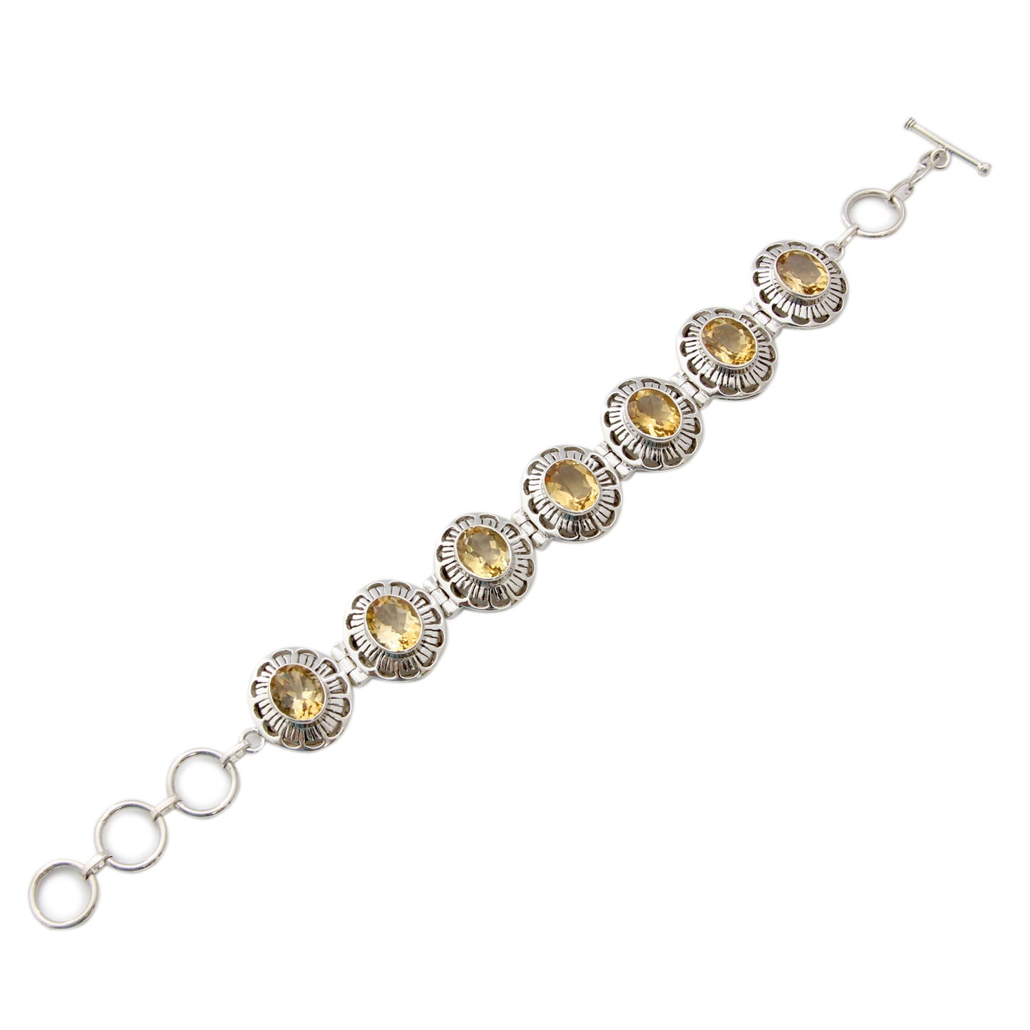 Lemon Blossom Handmade Citrine and Silver Bracelet Indian Jewelry