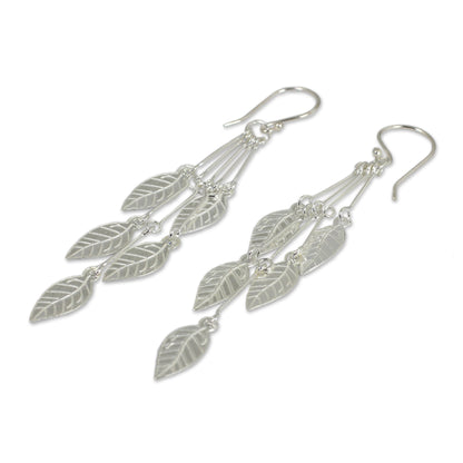 Leaf Chimes Sterling Silver Dangle Earrings